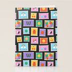 Retro funny cartoon postage stamp sticker pattern Stationery Card Gallery Image 2