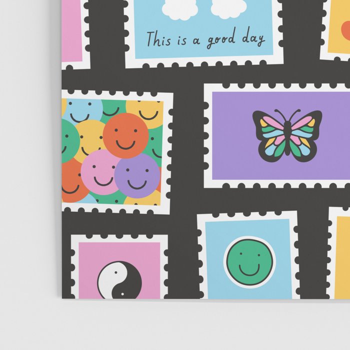 Retro funny cartoon postage stamp sticker pattern Poster Gallery Image 3