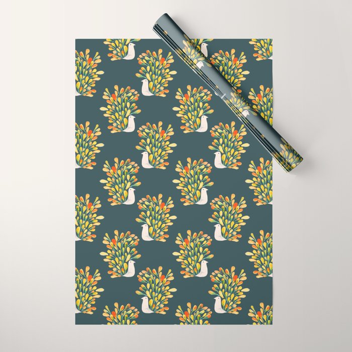 Watercolor Peacock Wrapping Paper Gallery Image 1
