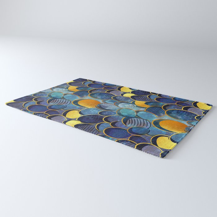 Abstract deep blue Rug Gallery Image 3