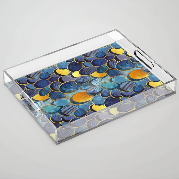 Abstract deep blue Acrylic Tray Gallery Image 1