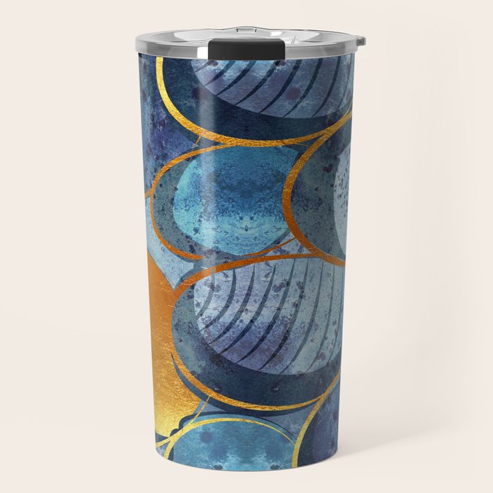 Abstract deep blue Travel Mug Gallery Image 1