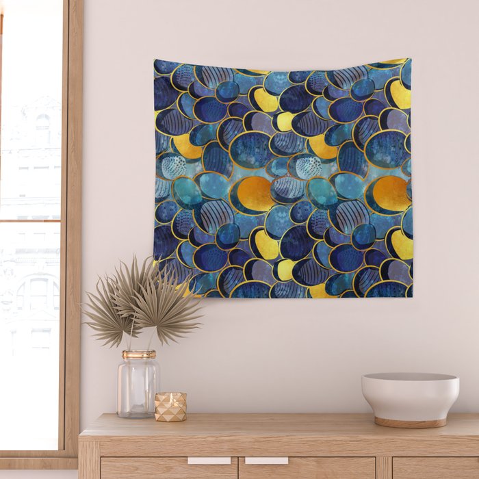 Abstract deep blue Wall Tapestry Gallery Image 2