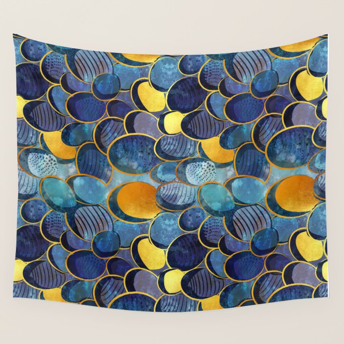 Abstract deep blue Wall Tapestry Gallery Image 1