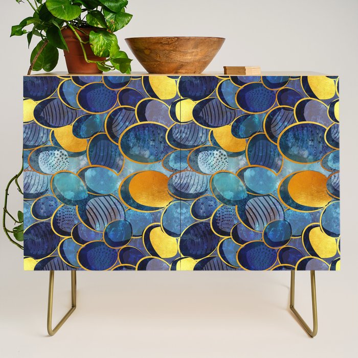 Abstract deep blue Credenza Gallery Image 1
