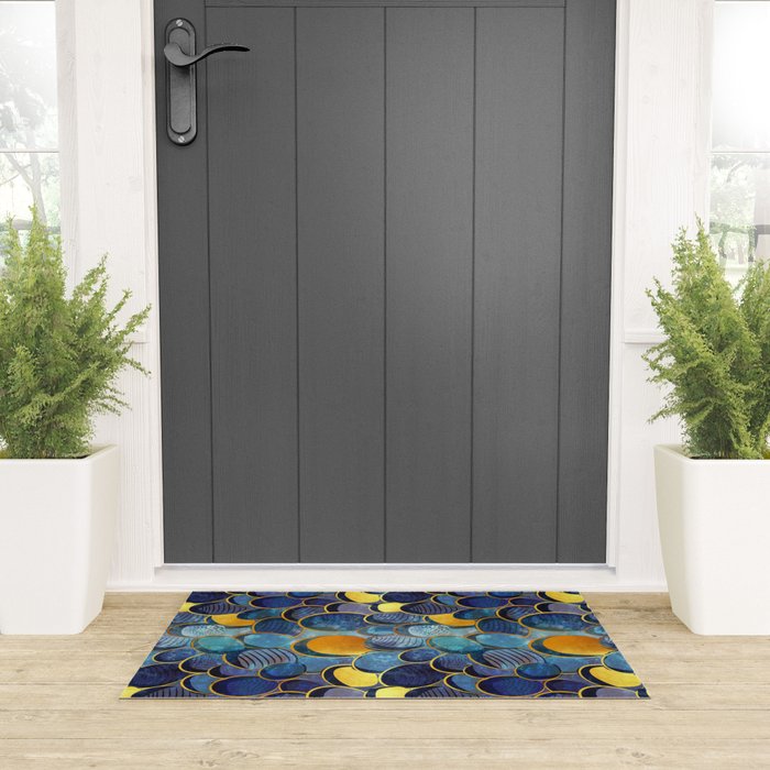 Abstract deep blue Welcome Mat Gallery Image 3
