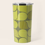 Bright Yellow Teardrop Pattern on Olive Green Travel Mug Gallery Image 1