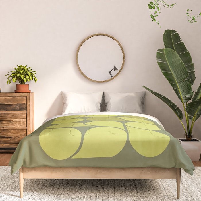 Bright Yellow Teardrop Pattern on Olive Green Comforter Gallery Image 3