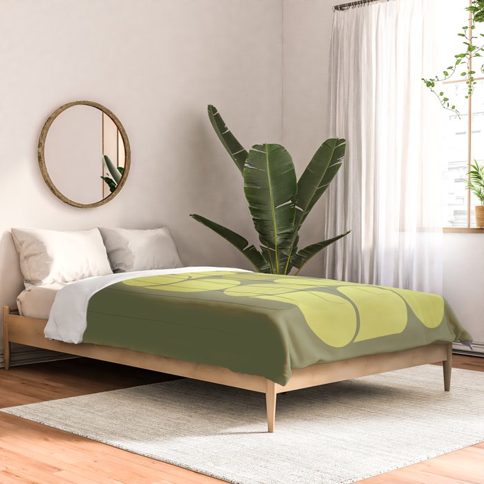 Bright Yellow Teardrop Pattern on Olive Green Comforter Gallery Image 2