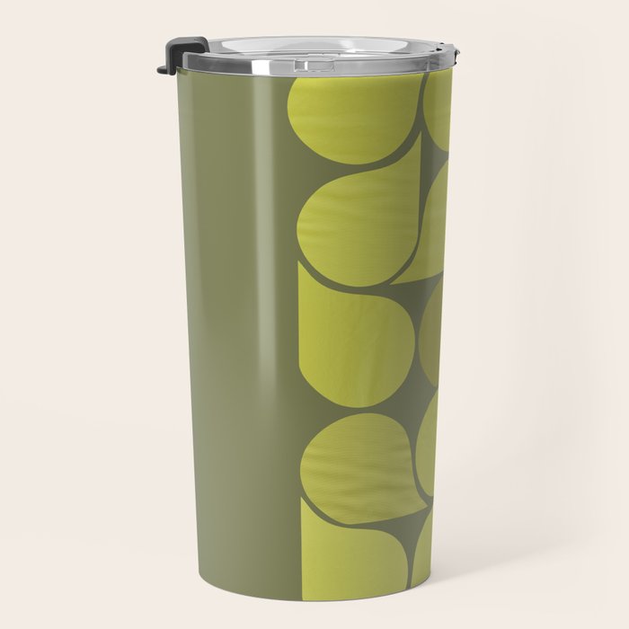 Bright Yellow Teardrop Pattern on Olive Green Travel Mug Gallery Image 3