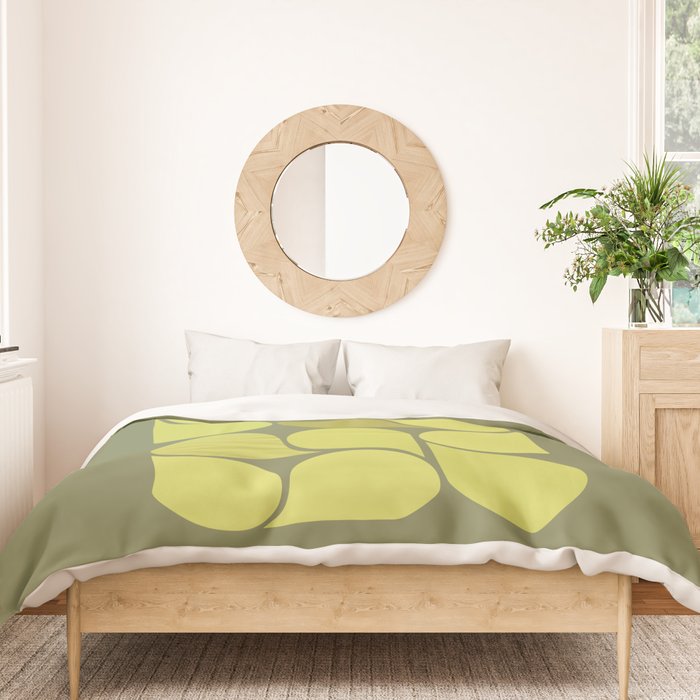 Bright Yellow Teardrop Pattern on Olive Green Duvet Cover Gallery Image 3