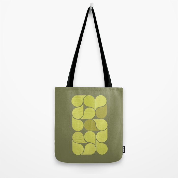 Bright Yellow Teardrop Pattern on Olive Green Tote Bag Gallery Image 2