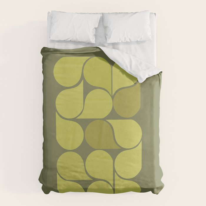 Bright Yellow Teardrop Pattern on Olive Green Duvet Cover Gallery Image 6
