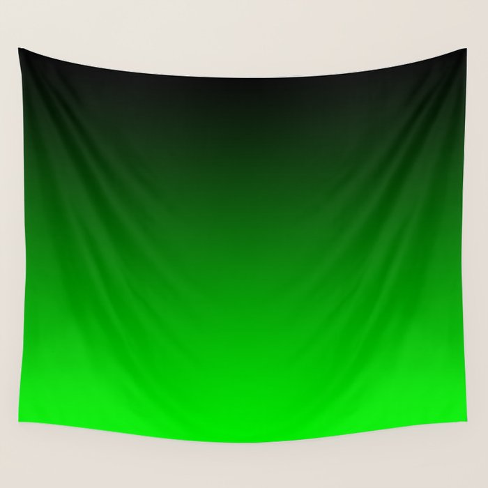 Black Lime Green Neon Nights Ombre Wall Tapestry Gallery Image 1
