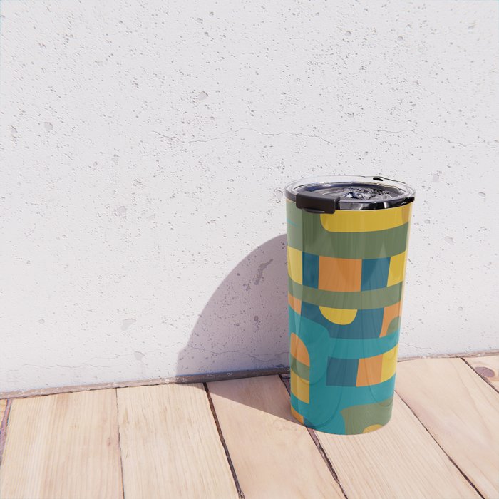 Bo Kaap Abstract Pattern in Moroccan Teal Ochre Olive Orange Mustard Travel Mug Gallery Image 4