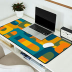 Bo Kaap Abstract Pattern in Moroccan Teal Ochre Olive Orange Mustard Desk Mat Gallery Image 2