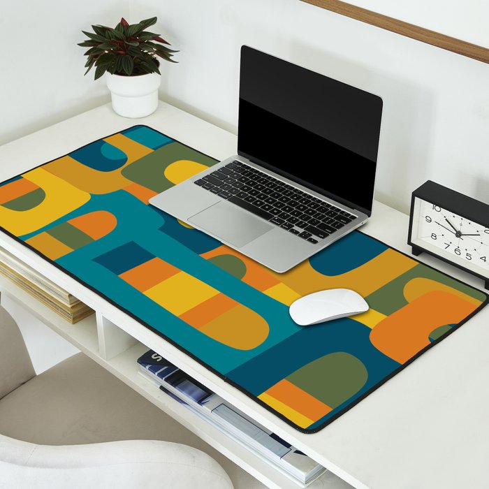 Bo Kaap Abstract Pattern in Moroccan Teal Ochre Olive Orange Mustard Desk Mat Gallery Image 2