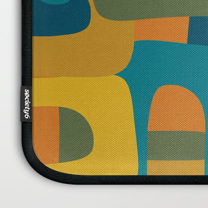 Bo Kaap Abstract Pattern in Moroccan Teal Ochre Olive Orange Mustard Laptop Sleeve Gallery Image 3