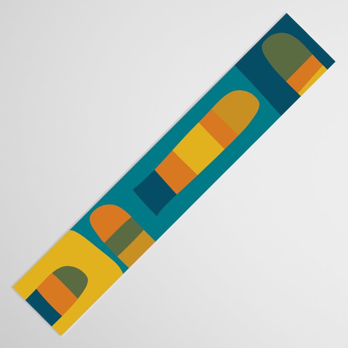 Bo Kaap Abstract Pattern in Moroccan Teal Ochre Olive Orange Mustard Table Runner Gallery Image 3