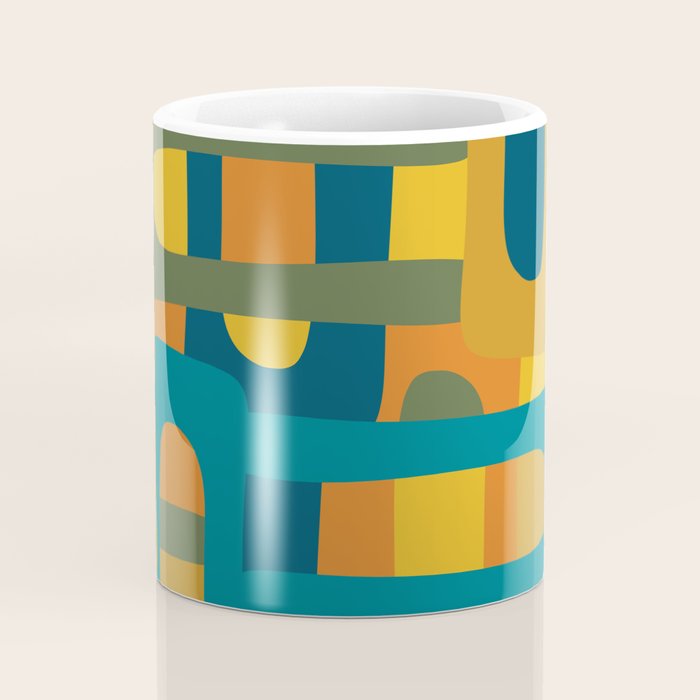 Bo Kaap Abstract Pattern in Moroccan Teal Ochre Olive Orange Mustard Coffee Mug Gallery Image 4