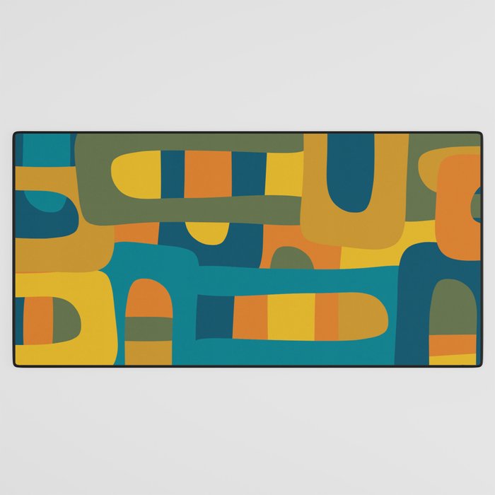 Bo Kaap Abstract Pattern in Moroccan Teal Ochre Olive Orange Mustard Desk Mat Gallery Image 3