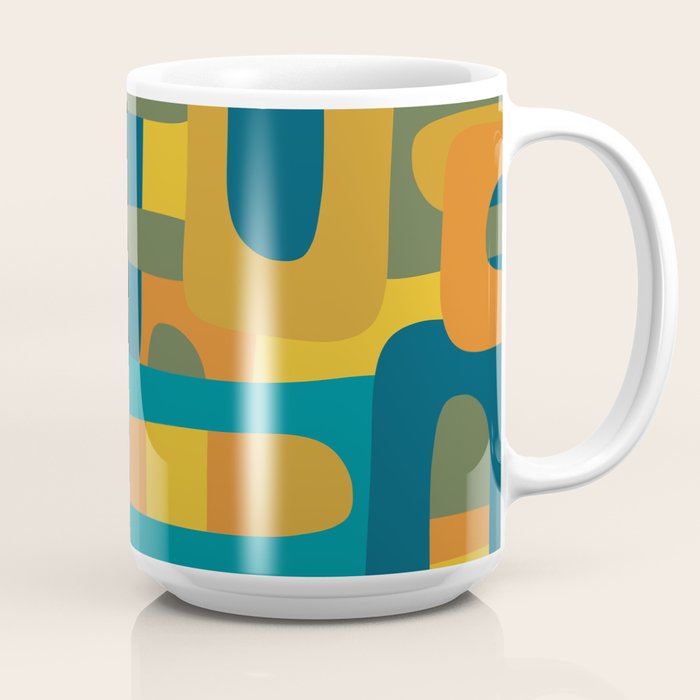 Bo Kaap Abstract Pattern in Moroccan Teal Ochre Olive Orange Mustard Coffee Mug Gallery Image 2