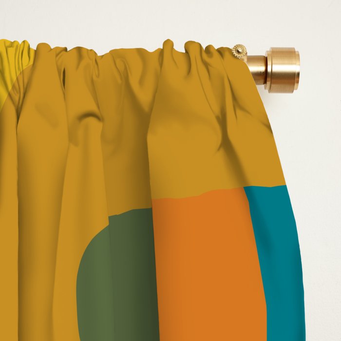 Bo Kaap Abstract Pattern in Moroccan Teal Ochre Olive Orange Mustard Window Curtain Gallery Image 2