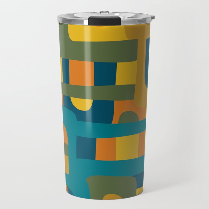 Bo Kaap Abstract Pattern in Moroccan Teal Ochre Olive Orange Mustard Travel Mug Gallery Image 1