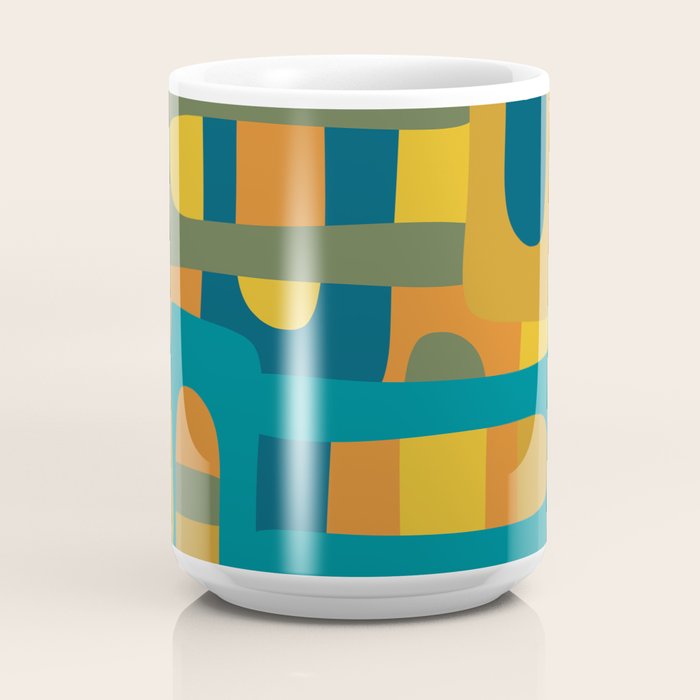 Bo Kaap Abstract Pattern in Moroccan Teal Ochre Olive Orange Mustard Coffee Mug Gallery Image 4