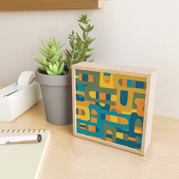 Bo Kaap Abstract Pattern in Moroccan Teal Ochre Olive Orange Mustard Mini Art Print Gallery Image 2