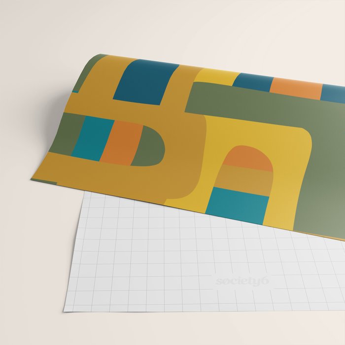 Bo Kaap Abstract Pattern in Moroccan Teal Ochre Olive Orange Mustard Wrapping Paper Gallery Image 2