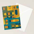 Bo Kaap Abstract Pattern in Moroccan Teal Ochre Olive Orange Mustard Stationery Card Gallery Image 2