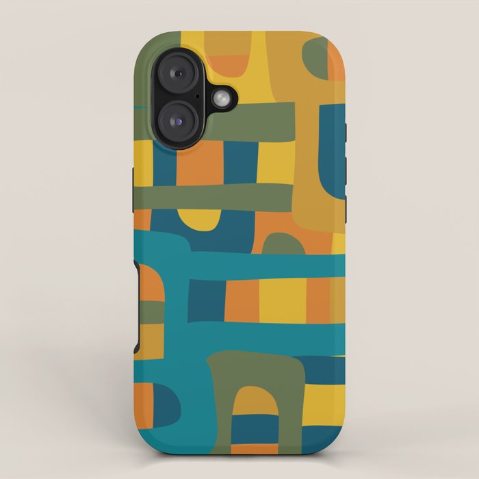 Bo Kaap Abstract Pattern in Moroccan Teal Ochre Olive Orange Mustard iPhone Case Gallery Image 1