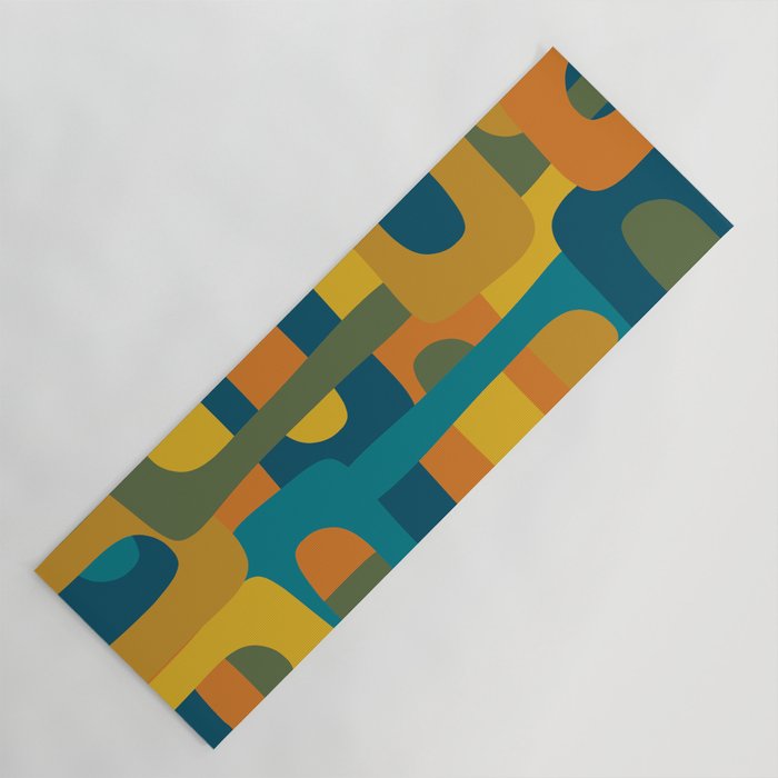 Bo Kaap Abstract Pattern in Moroccan Teal Ochre Olive Orange Mustard Yoga Mat Gallery Image 1