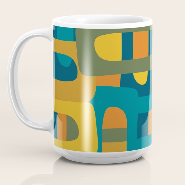 Bo Kaap Abstract Pattern in Moroccan Teal Ochre Olive Orange Mustard Coffee Mug Gallery Image 3