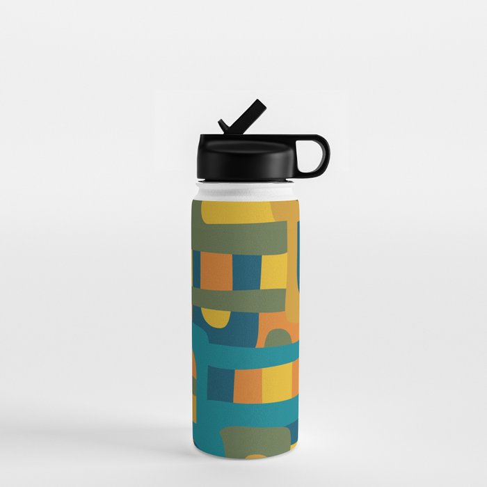 Bo Kaap Abstract Pattern in Moroccan Teal Ochre Olive Orange Mustard Water Bottle Gallery Image 1