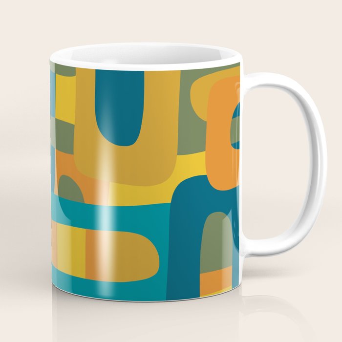 Bo Kaap Abstract Pattern in Moroccan Teal Ochre Olive Orange Mustard Coffee Mug Gallery Image 1