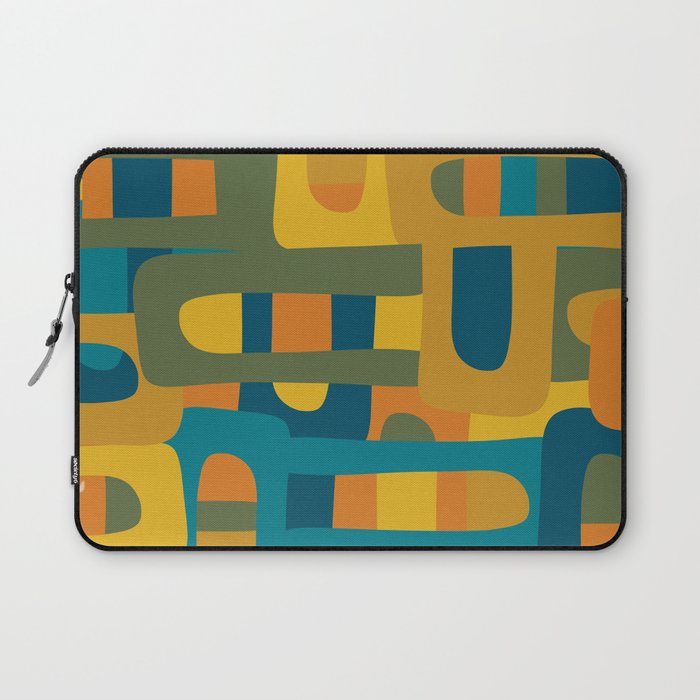 Bo Kaap Abstract Pattern in Moroccan Teal Ochre Olive Orange Mustard Laptop Sleeve Gallery Image 1