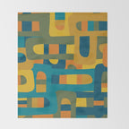 Bo Kaap Abstract Pattern in Moroccan Teal Ochre Olive Orange Mustard Throw Blanket Gallery Image 2