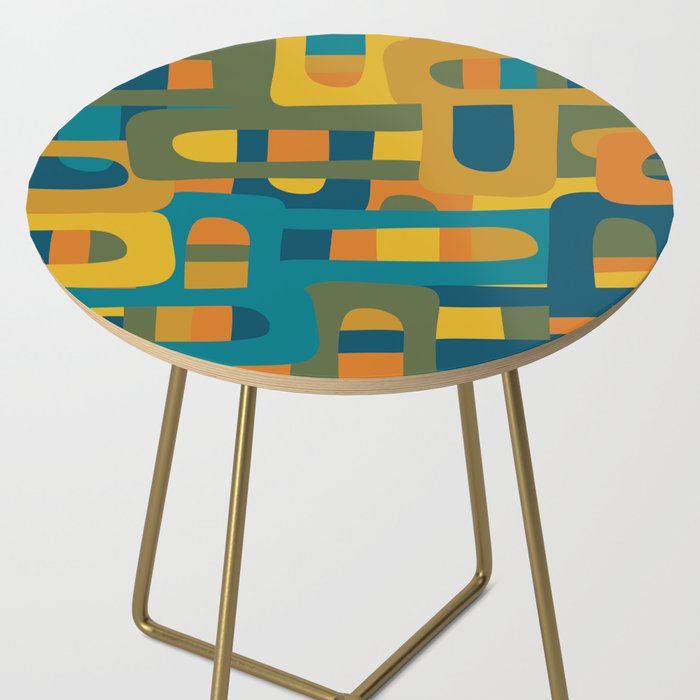 Bo Kaap Abstract Pattern in Moroccan Teal Ochre Olive Orange Mustard Side Table Gallery Image 2