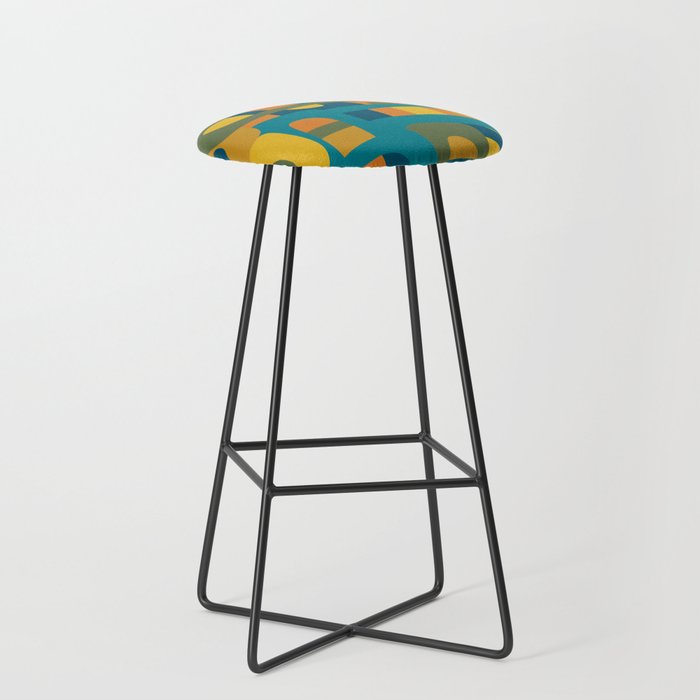 Bo Kaap Abstract Pattern in Moroccan Teal Ochre Olive Orange Mustard Stool Gallery Image 1