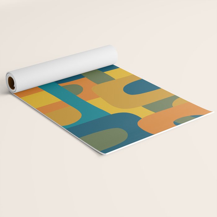 Bo Kaap Abstract Pattern in Moroccan Teal Ochre Olive Orange Mustard Yoga Mat Gallery Image 2
