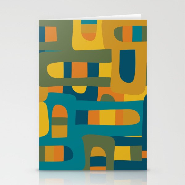 Bo Kaap Abstract Pattern in Moroccan Teal Ochre Olive Orange Mustard Stationery Card Gallery Image 2