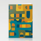 Bo Kaap Abstract Pattern in Moroccan Teal Ochre Olive Orange Mustard Stationery Card Gallery Image 2