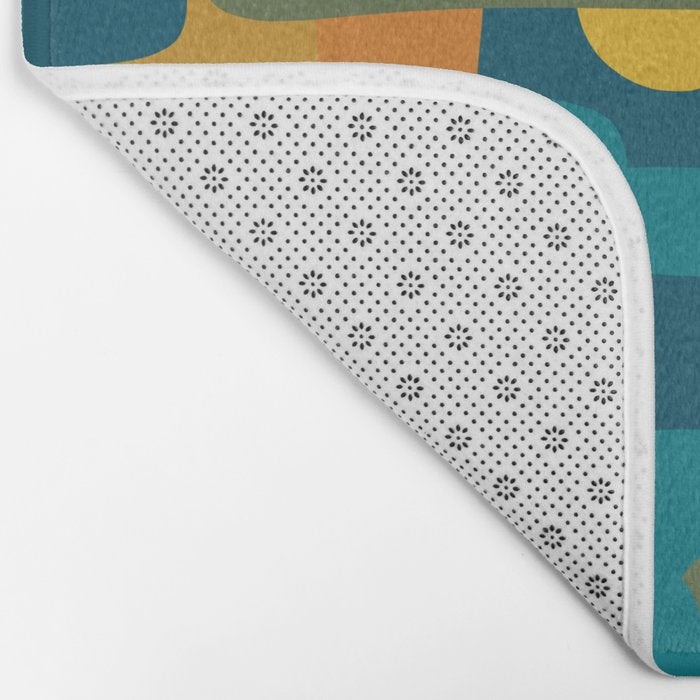Bo Kaap Abstract Pattern in Moroccan Teal Ochre Olive Orange Mustard Bath Mat Gallery Image 2