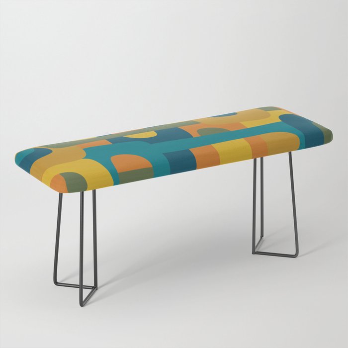 Bo Kaap Abstract Pattern in Moroccan Teal Ochre Olive Orange Mustard Bench Gallery Image 1