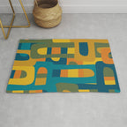 Bo Kaap Abstract Pattern in Moroccan Teal Ochre Olive Orange Mustard Rug Gallery Image 1