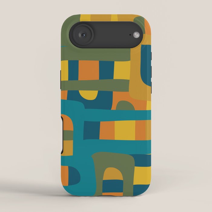 Bo Kaap Abstract Pattern in Moroccan Teal Ochre Olive Orange Mustard iPhone Case Gallery Image 2