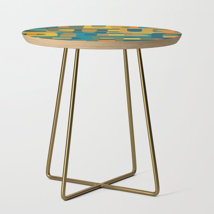 Bo Kaap Abstract Pattern in Moroccan Teal Ochre Olive Orange Mustard Side Table Gallery Image 1