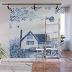 The Old Country Farm in Navy Blue - Farm House Decor Wall Mural Gallery Image 1